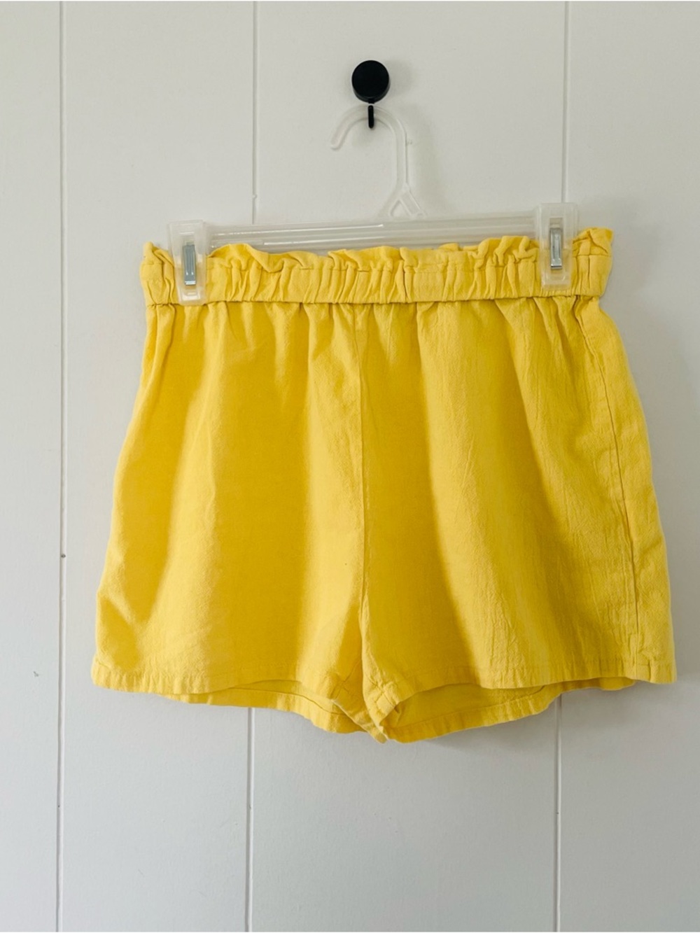 SHEIN Bright Yellow Paperbag Waist Shorts